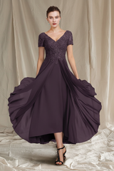 A-Line/Princess V-Neck Tea-Length Mother of the Bride Dresses