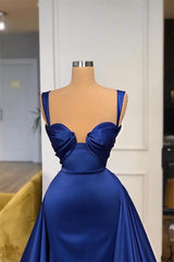 A-line Royal Blue Fashion Elegant Sexy Long Satin Prom Evening Dresses