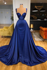 A-line Royal Blue Fashion Elegant Sexy Long Satin Prom Evening Dresses