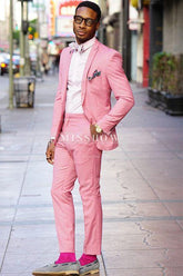 Ablitt Pink One Button Trendy Slim Fit Men’s Prom Suits