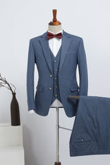 Affordable Blue Three Pieces Slim Fit Custom Business Suit