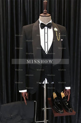 Alfred Chic Black Three-Piece Shawl Lapel Wedding Men’s Suit