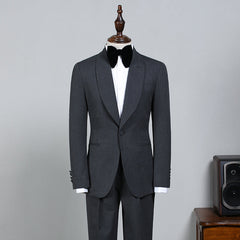 All Black One Button Slim Fit Groom’s Wedding Suit