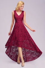 Amazing A-Line V-Neck Sleeveless Lace Bridesmaid Dress