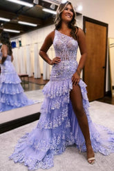 Amazing Column Satin Sleeveless Prom Evening Dresses With Ruffles Split