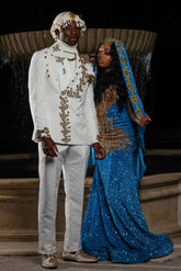 Amazing Long Blue Sequined Sleeveless Mermaid Lace Prom Dress with Veil