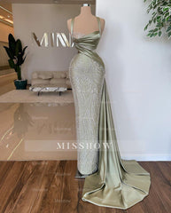 Amazing Long Mermaid Straps Lace Sequined Beading Sleeveless Prom Dress