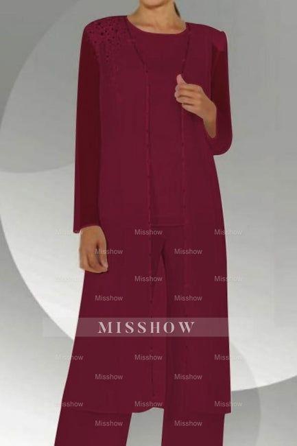 Amazing Two Pieces Mother of The Bride Suit Chiffon Scoop Bridesmaid Dresses