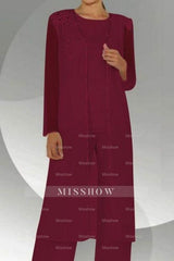 Amazing Two Pieces Mother of The Bride Suit Chiffon Scoop Bridesmaid Dresses