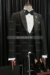 Angus Sophisticated Black Shawl Lapel Three-Piece Tailored Men’s Suits