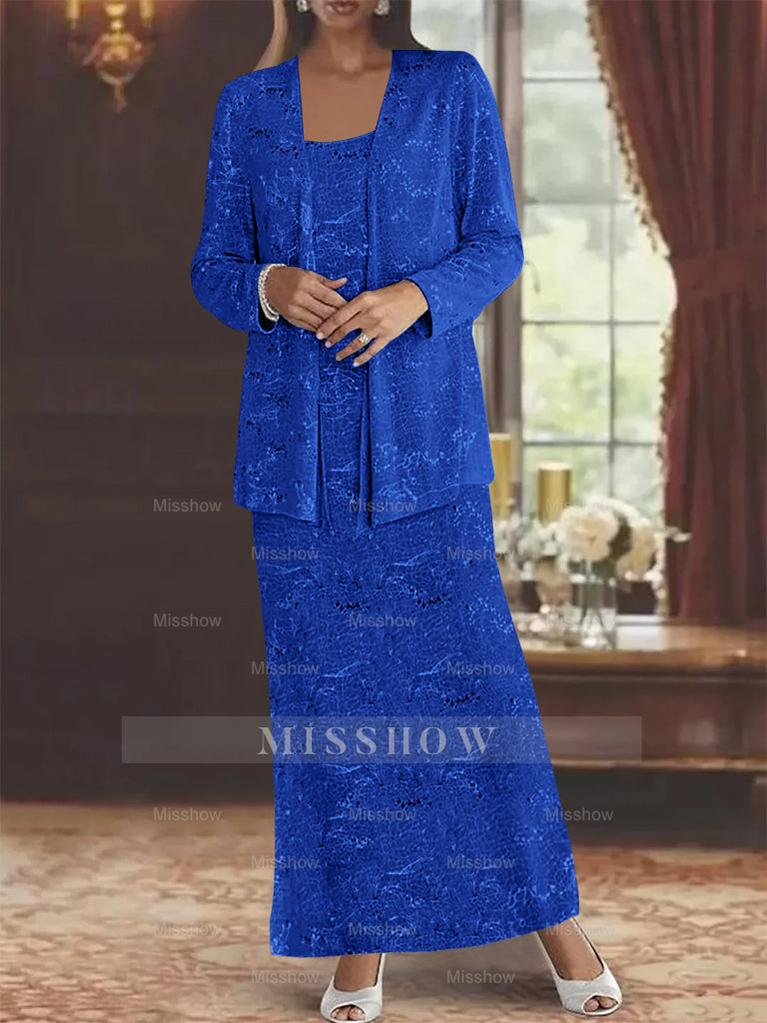Ankle-length Chiffon Mother of the Bride Dress with Sequins and Jacket