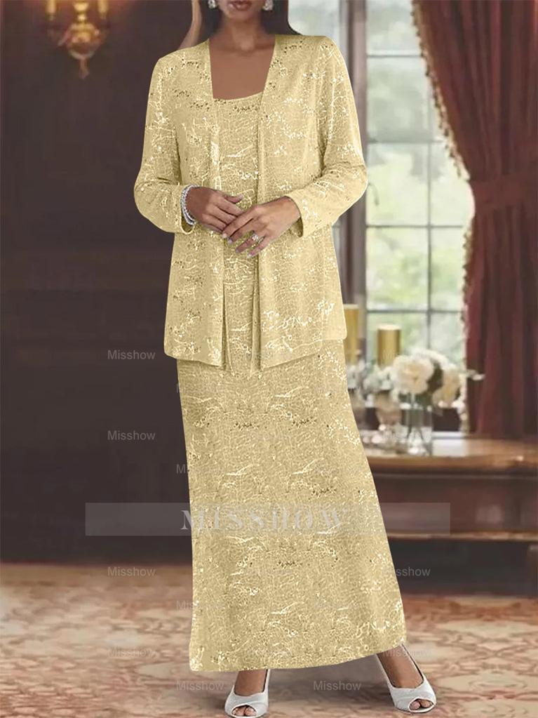 Ankle-length Chiffon Mother of the Bride Dress with Sequins and Jacket