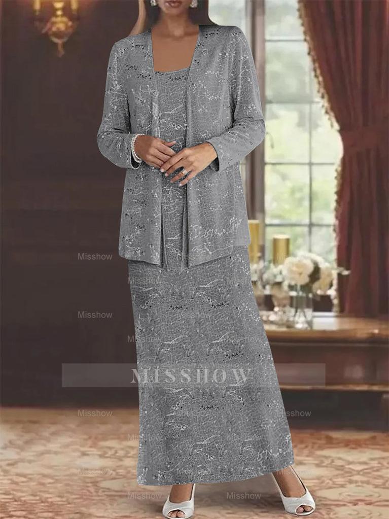 Ankle-length Chiffon Mother of the Bride Dress with Sequins and Jacket