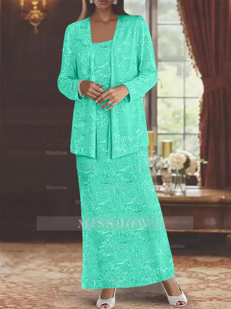 Ankle-length Chiffon Mother of the Bride Dress with Sequins and Jacket