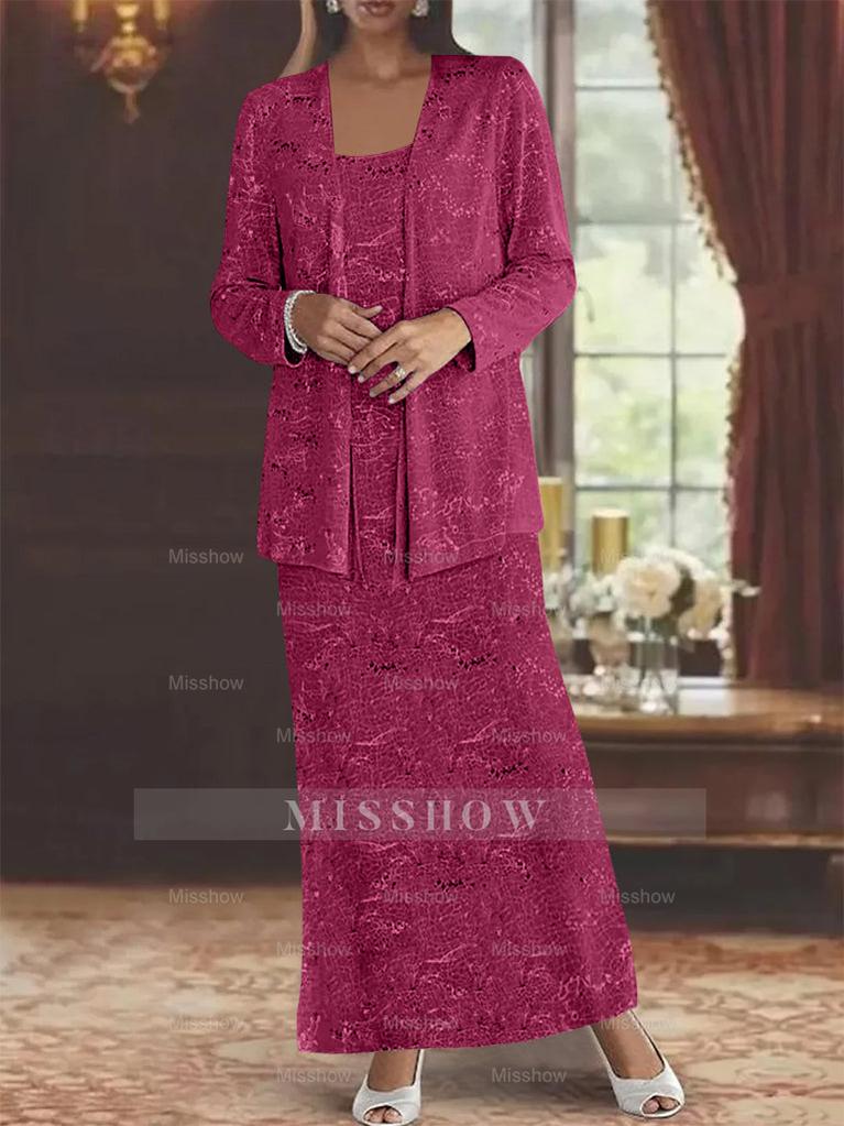 Ankle-length Chiffon Mother of the Bride Dress with Sequins and Jacket