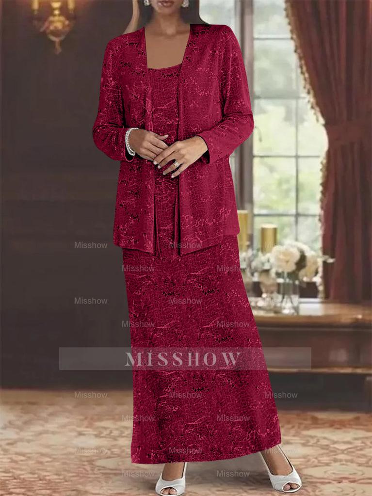 Ankle-length Chiffon Mother of the Bride Dress with Sequins and Jacket