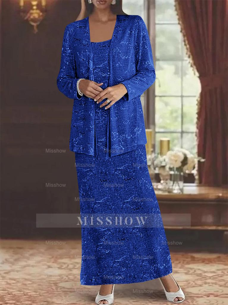 Ankle-length Chiffon Mother of the Bride Dress with Sequins and Jacket