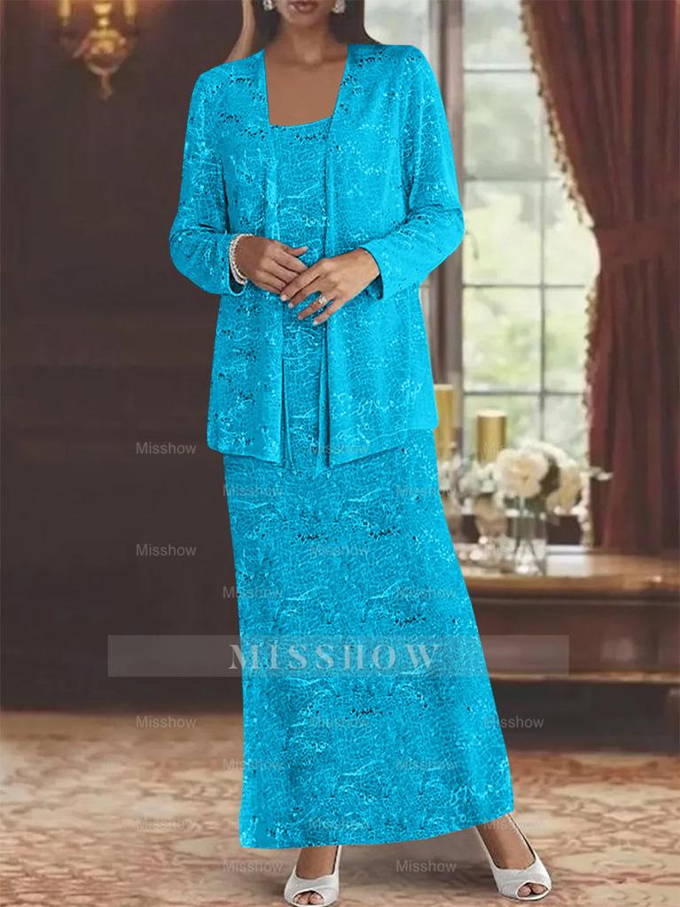 Ankle-length Chiffon Mother of the Bride Dress with Sequins and Jacket