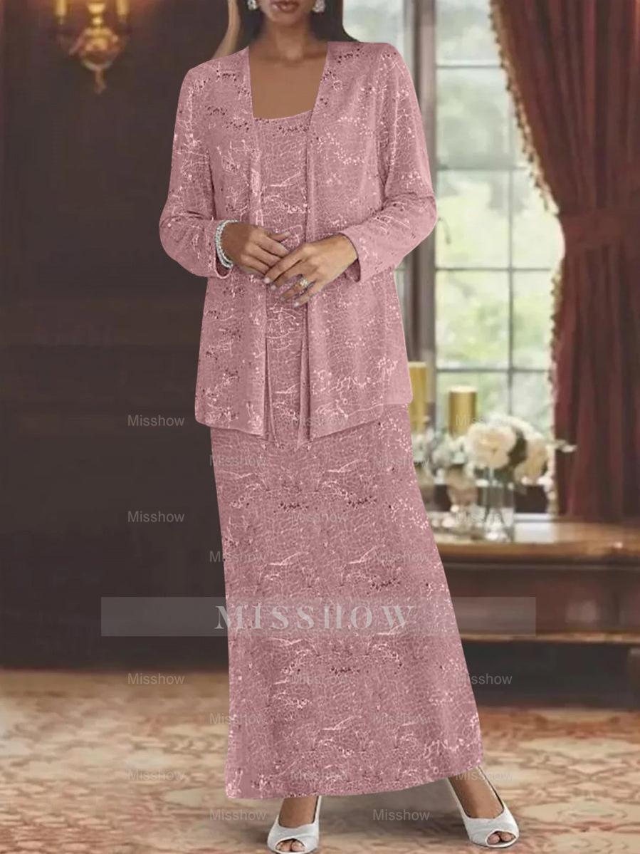 Ankle-length Chiffon Mother of the Bride Dress with Sequins and Jacket