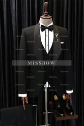 Anselm Chic Black Shawl Lapel Three-Piece Wedding Suits