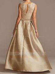 Asymmetrical Princess A-Line Sleeveless Mother Of The Bride Dress With Jewel Neck And Pleats