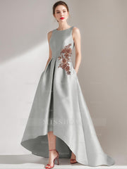 Asymmetrical Sleeveless A-Line/Princess Mother of the Bride & Groom Dress with Appliques and Pocket