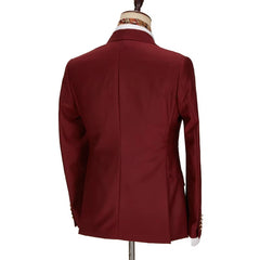 Attractive Burgundy Peak Lapel Double Breasted Prom Suit