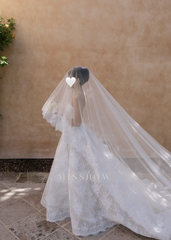 Attractive Long White Strapless Ball Gown Lace Wedding Dress