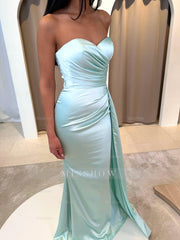 Attractive Mint Green Sweetheart Sleeveless Mermaid Wedding Dress with Sweep Train