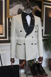 Baldwin Latest Silver Gray Double-Breasted Shawl Lapel Best Fit Men’s Suits