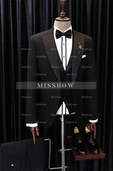 Barry Latest Design Elegant Black Three-Piece Peaked Lapel Wedding Suits