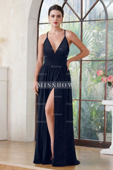 Beautiful A-line sleeveless Dark Green Bridesmaid Dress With Split Front