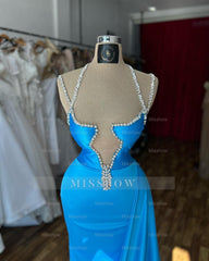 Beautiful Column Spaghetti Straps Sleeveless Ruffles Satin Prom Dresses