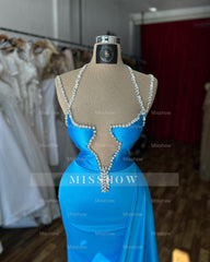 Beautiful Column Spaghetti Straps Sleeveless Ruffles Satin Prom Dresses