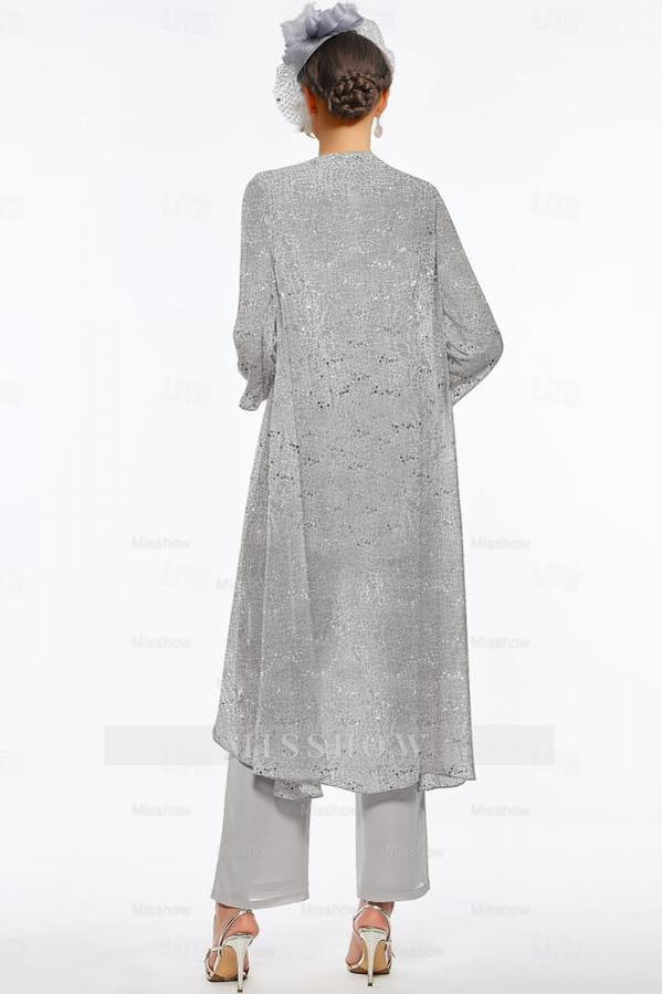 Beautiful Crew Long Sleeveless Sequined Mother of the Bride with Jacket