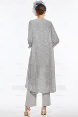 Beautiful Crew Long Sleeveless Sequined Mother of the Bride with Jacket