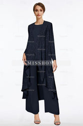 Beautiful Crew Long Sleeveless Sequined Mother of the Bride with Jacket