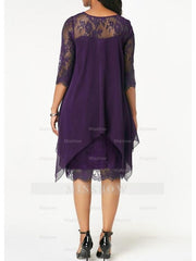 Beautiful Knee-Length Mother of the Bride Sheath/Column Jewel Neck Dress