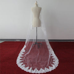 Beautiful Lace Applique Tulle Edge Wedding Veils
