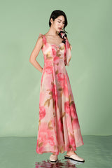 Beautiful Long A-line Sleeveless Printed Dress