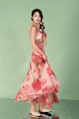 Beautiful Long A-line Sleeveless Printed Dress