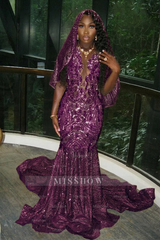 Beautiful Long Gold Mermaid Sleeveless Glitter Prom Dress with Veil