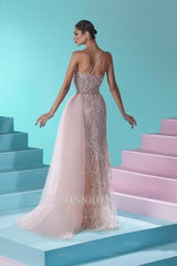 Beautiful Long Mermaid One Shoulder Lace Tulle Prom Evening Dresses with Slit