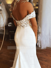Beautiful Long Mermaid Sleeveless Wedding Dress With Lace