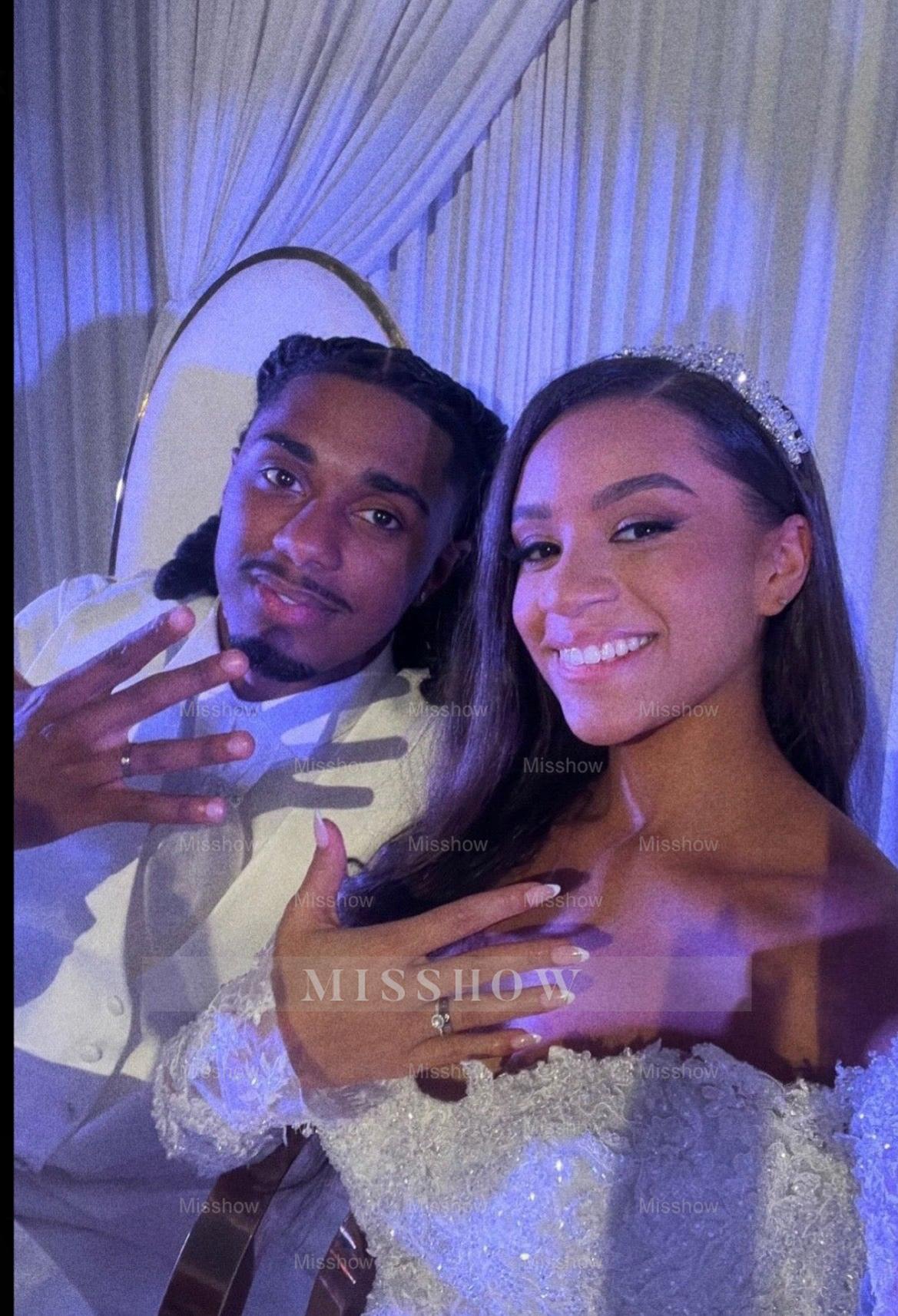 Beautiful Long White Mermaid Off-the-shoulder Lace Corset Wedding Dress with Long Sleeves