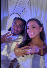 Beautiful Long White Mermaid Off-the-shoulder Lace Corset Wedding Dress with Long Sleeves