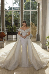 Beautiful Mermaid Panel Portrait Wedding Dresses With Beaded