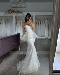 Beautiful Mermaid Tulle Lace Sweetheart Sleeveless White Wedding Dresses With Appliques