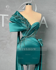 Beautiful Short Green One Shoulder Lace Sleeveless Prom Dress