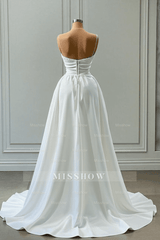 Beautiful White Long A-line Spaghetti Straps Wedding Dresses With Beads